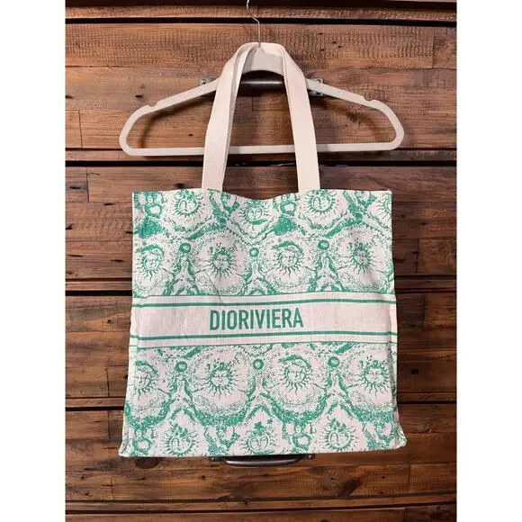 Christian Dior Dioriviera Linen Tote Turquoise w/Off Brand felt Organizer insert - Picture 1 of 12